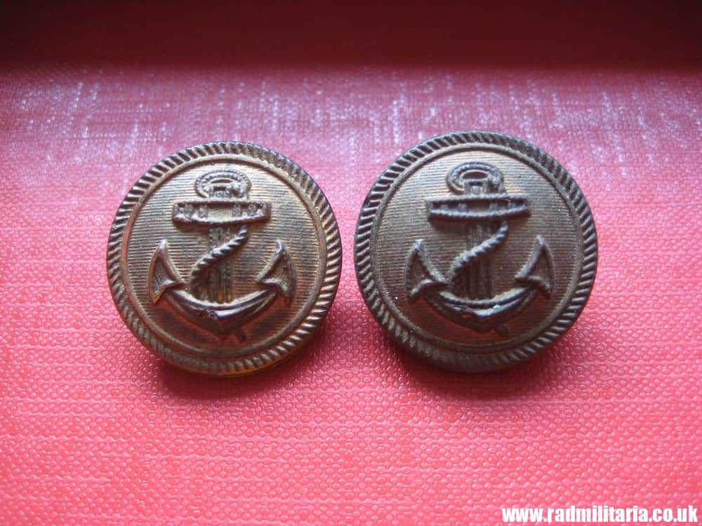 & WW2 original German KRIEGSMARINE BUTTONS - a pair made of glass, maker: J.F.W. 1942 Genuine !