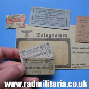 & WW2 German TICKETS, ENVELOPE and other DOCUMENTS - SET of 6, genuine.