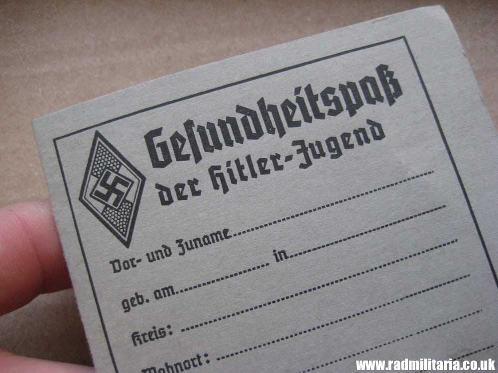 & WW2 original HJ DOCUMENT, never used - BLANK. genuine !! - Image 2