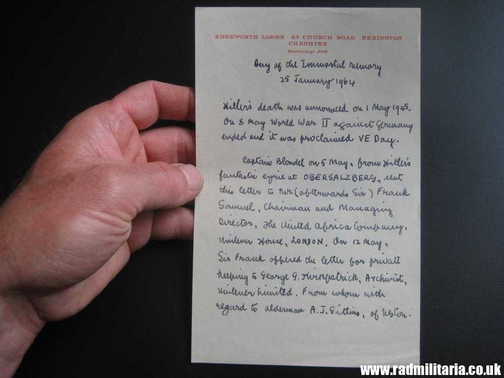& WW2 very interesting DOCUMENT - Adolf Hitler OBERSALZBERG 5th May 1945. very rare !!! - Image 16