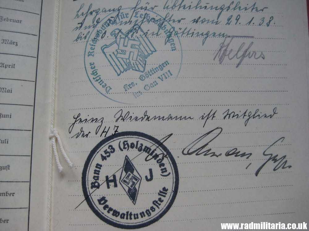 & WW2 original German DOCUMENTS - SET OF 3 - with metal BADGE inside: HEINZ WIEDEMANN. - Image 6