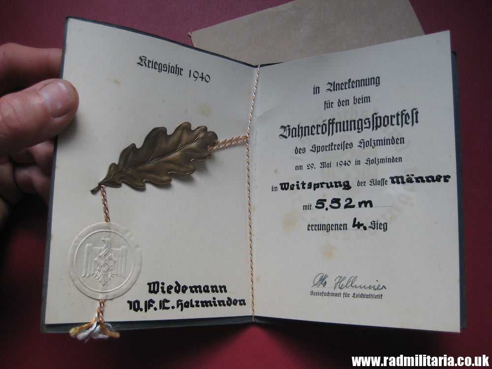 & WW2 original German DOCUMENTS - SET OF 3 - with metal BADGE inside: HEINZ WIEDEMANN. - Image 15
