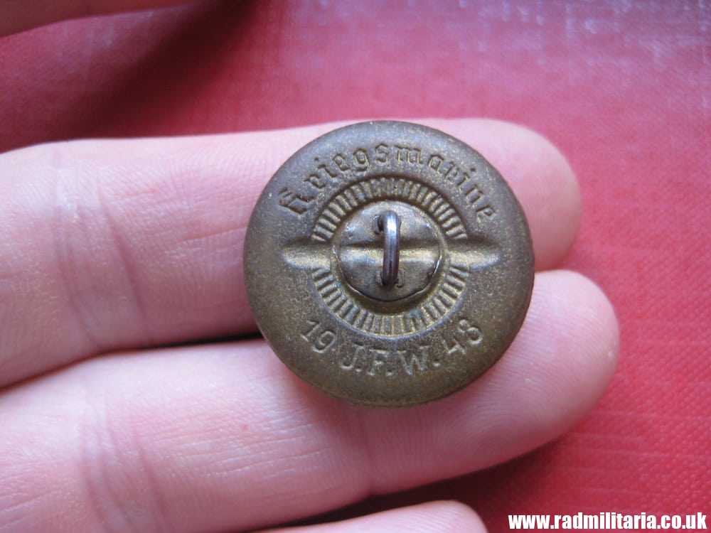 & WW2 German KRIEGSMARINE GLASS BUTTON with maker marks - J.F.W. 1943. - Image 2