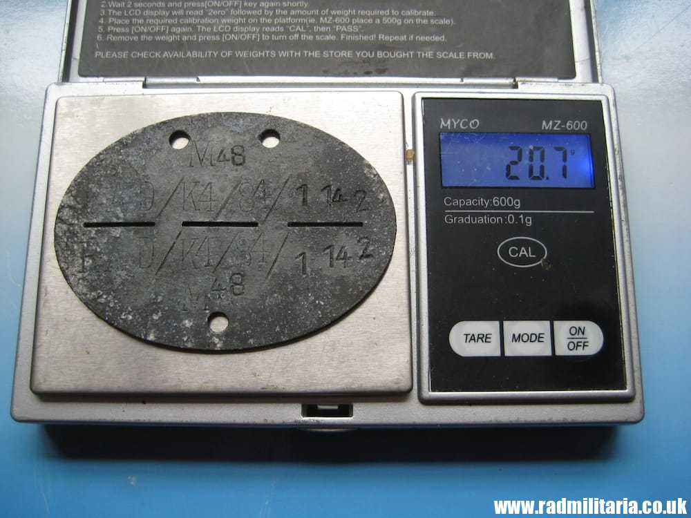 & WW2 original German DOG TAG - ID DISC from metal detecting: M48 RAD/K4/84/1142. - Image 8