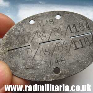 & WW2 original German DOG TAG - ID DISC. RAD M48/K4/84/1164 metal detecting find. Genuine !!!