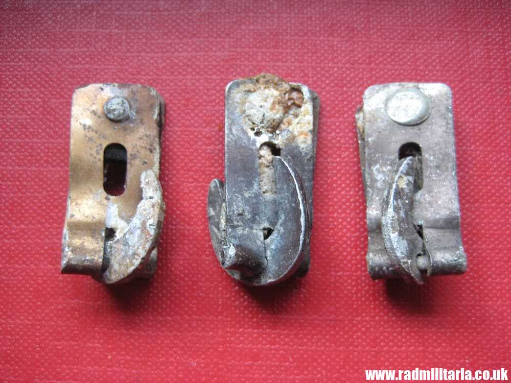 SOLD & SET OF 3 original WW2 German WAFFEN SS helmet cover CLIPS - metal detecting find..****.. - Image 6
