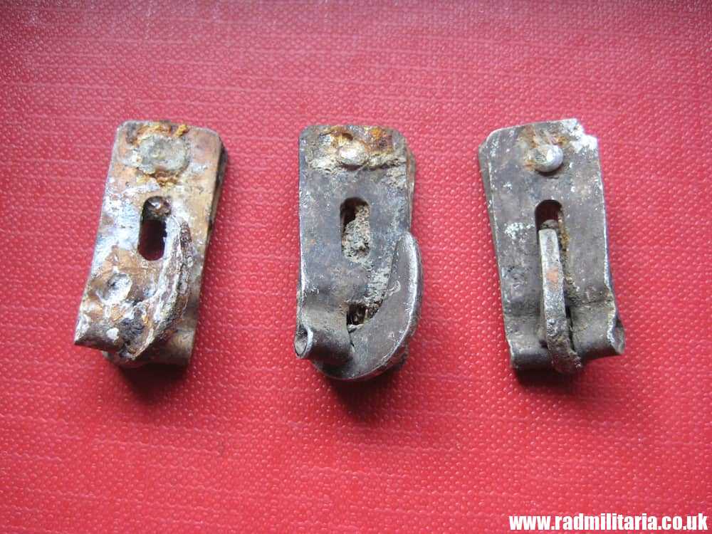 SOLD & SET OF 3 original WW2 German WAFFEN SS helmet cover CLIPS - metal detecting find..****.. - Image 8