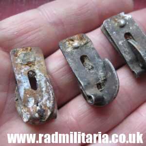 SOLD & SET OF 3 original WW2 German WAFFEN SS helmet cover CLIPS - metal detecting find..****..