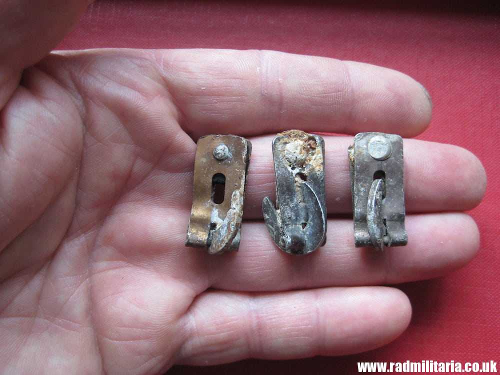SOLD & SET OF 3 original WW2 German WAFFEN SS helmet cover CLIPS - metal detecting find..****.. - Image 5