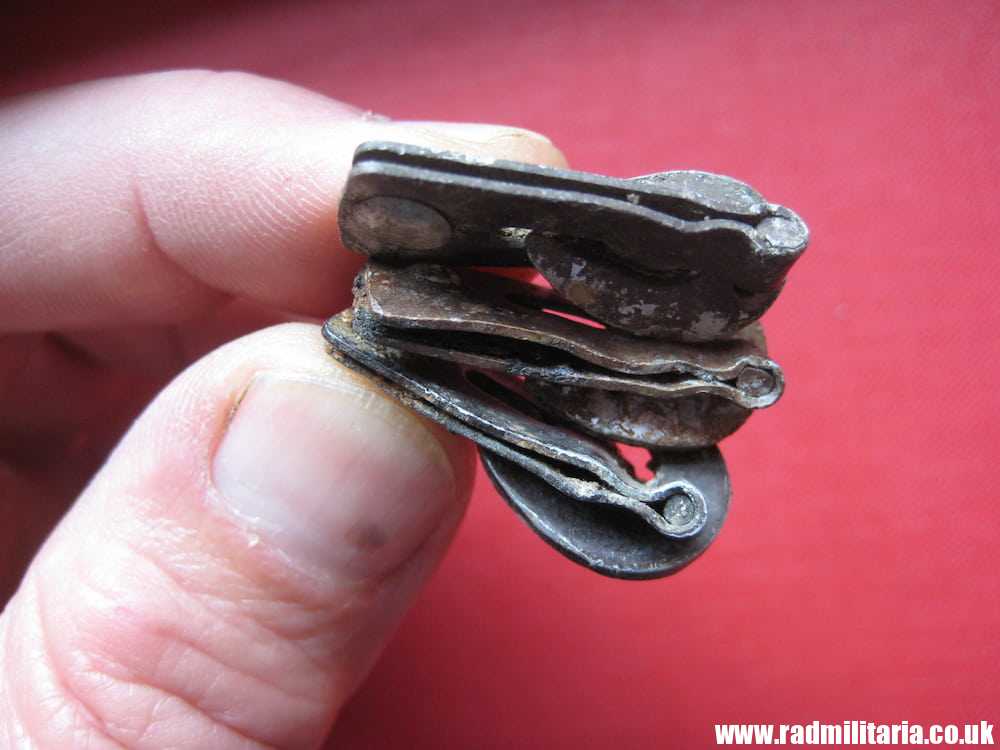 SOLD & SET OF 3 original WW2 German WAFFEN SS helmet cover CLIPS - metal detecting find..****.. - Image 3