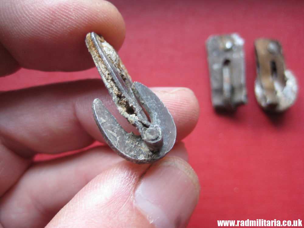 SOLD & SET OF 3 original WW2 German WAFFEN SS helmet cover CLIPS - metal detecting find..****.. - Image 2