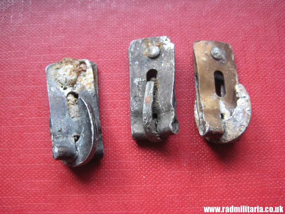 SOLD & SET OF 3 original WW2 German WAFFEN SS helmet cover CLIPS - metal detecting find..****.. - Image 10