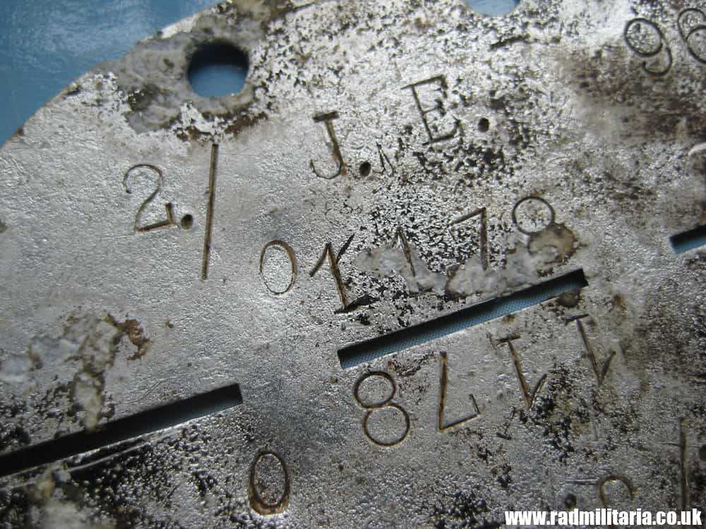 & WW2 original German WW2 DOG TAG - ID DISC: 2./ I.E. 96 1178 "O" - metal detecting find ! - Image 5