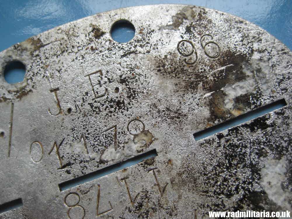 & WW2 original German WW2 DOG TAG - ID DISC: 2./ I.E. 96 1178 "O" - metal detecting find ! - Image 6