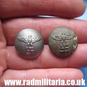 & WW2 PAIR of German NSDAP BUTTONS with eagle - good & poor condition.