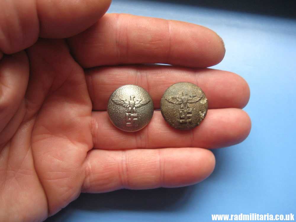 SOLD & WW2 PAIR of German NSDAP BUTTONS with eagles - good & poor condition..****.. - Image 2