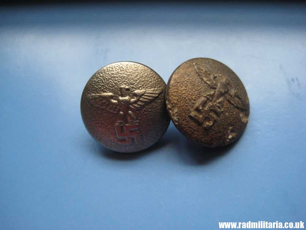 SOLD & WW2 PAIR of German NSDAP BUTTONS with eagles - good & poor condition..****.. - Image 6