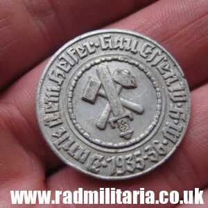 & WW2 German BADGE - GAU ESSEN 1935 - 36. DANK DEM HELFER GAU ESSEN W.H.W. - aluminum.