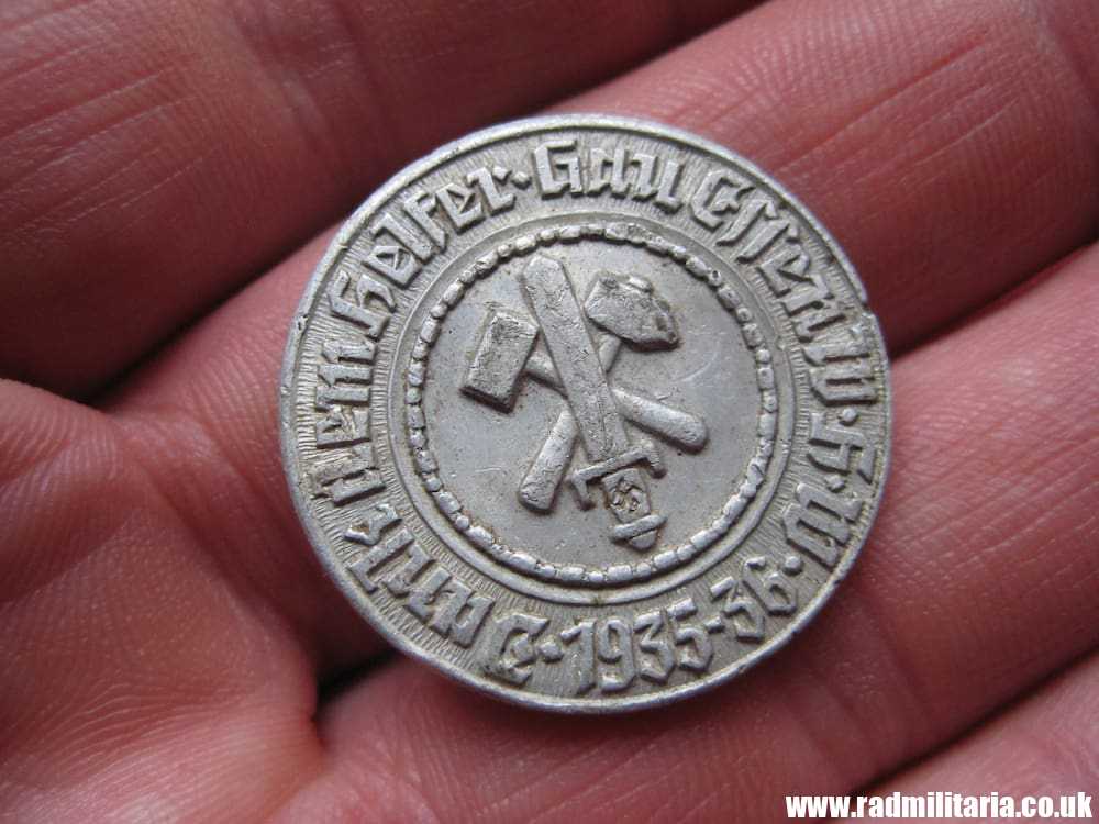 & WW2 German BADGE - GAU ESSEN 1935 - 36. DANK DEM HELFER GAU ESSEN W.H.W. - aluminum.