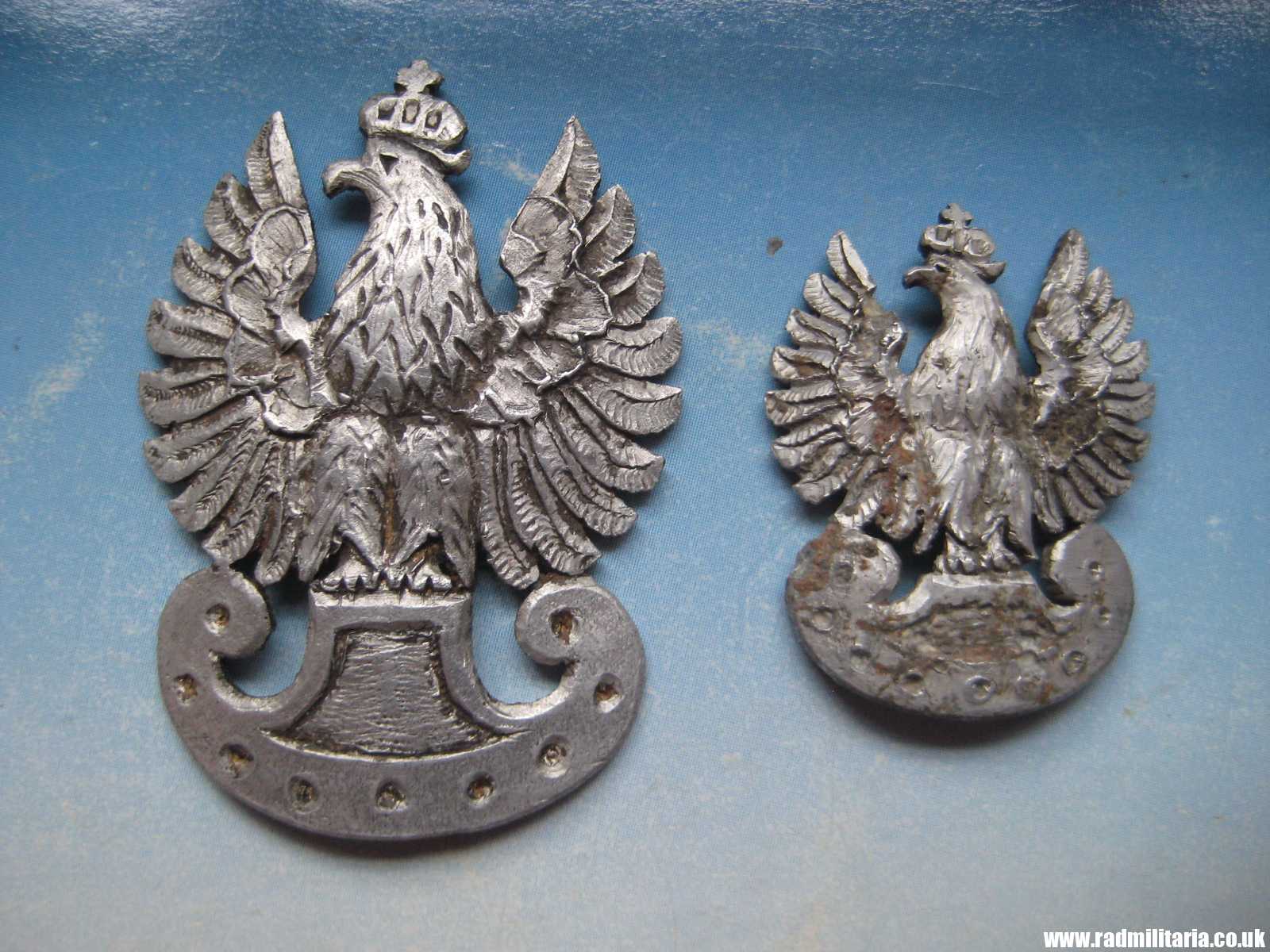 & WW2 Polish EAGLE BADGES - Cap badges, trench art from OFLAG IID GROSS BORN. SET OF 2 Genuine ! - Image 5