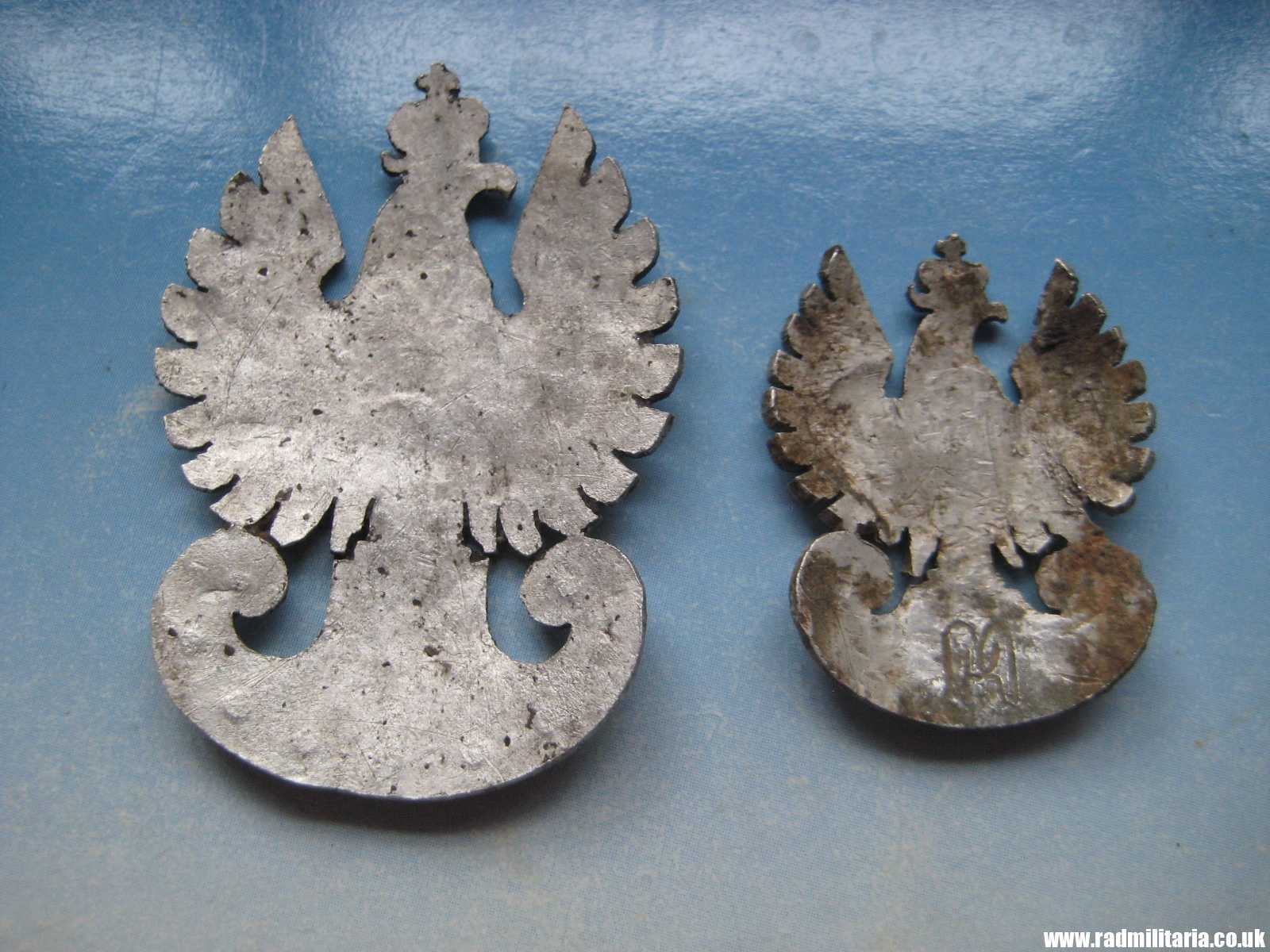 & WW2 Polish EAGLE BADGES - Cap badges, trench art from OFLAG IID GROSS BORN. SET OF 2 Genuine ! - Image 4