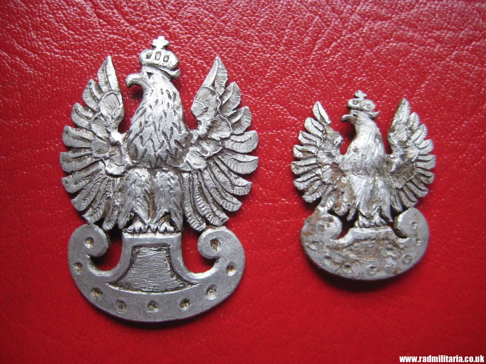 & WW2 Polish EAGLE BADGES - Cap badges, trench art from OFLAG IID GROSS BORN. SET OF 2 Genuine ! - Image 2