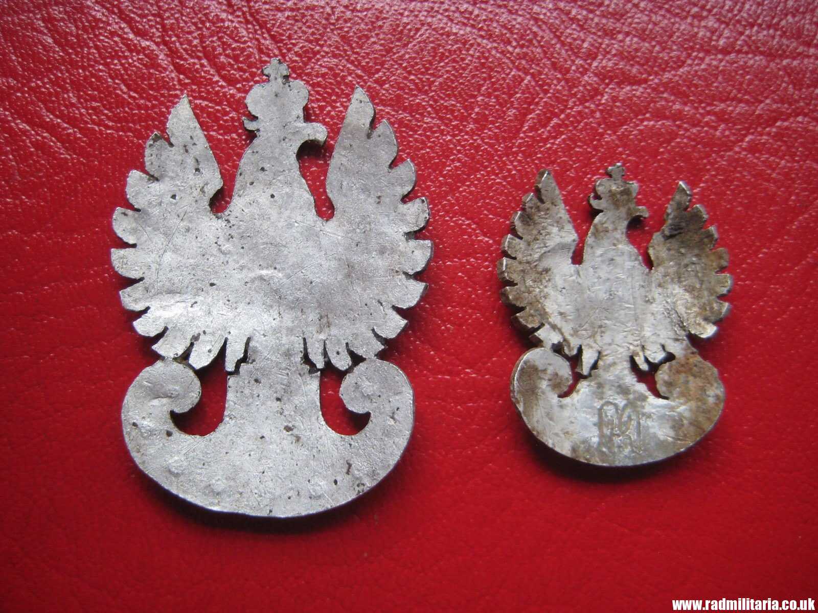 & WW2 Polish EAGLE BADGES - Cap badges, trench art from OFLAG IID GROSS BORN. SET OF 2 Genuine ! - Image 3