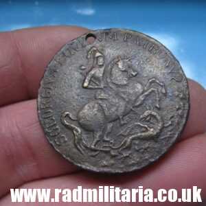 & original TRAVELING GOOD LUCK TOKEN - S. GEORGIUS, metal detecting find.