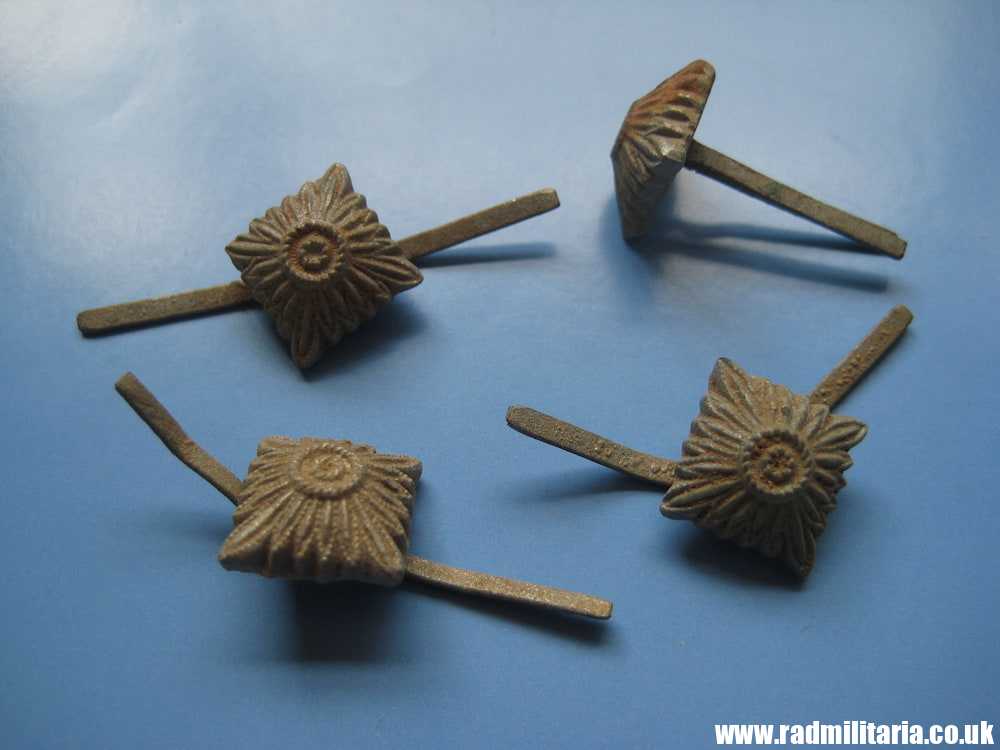 & WW2 original German RANK STARS made of glass. SET OF 4 metal detecting find.