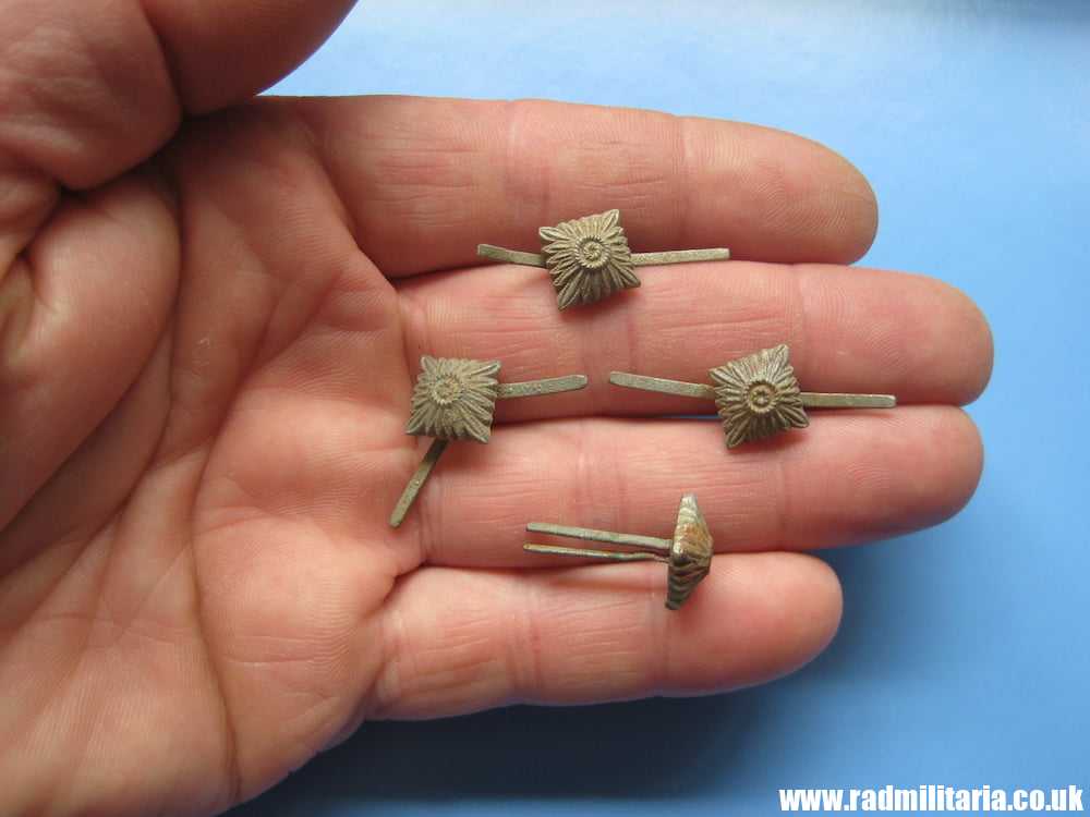 & WW2 original German RANK STARS made of glass. SET OF 4 metal detecting find. - Image 4