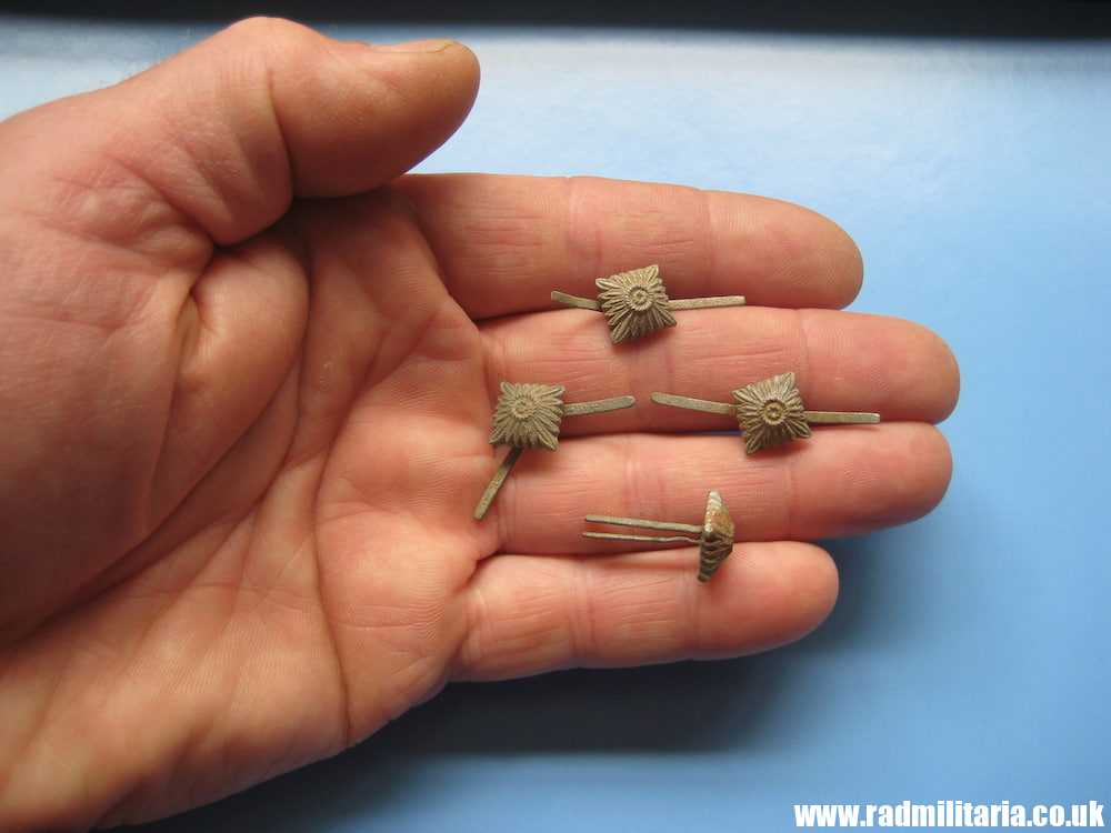 & WW2 original German RANK STARS made of glass. SET OF 4 metal detecting find. - Image 5