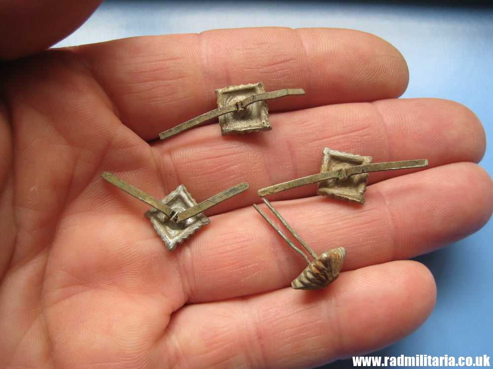 & WW2 original German RANK STARS made of glass. SET OF 4 metal detecting find. - Image 7