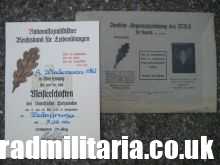 @@ WW2 GERMAN DOCUMENT WITH BADGE - DEUTSCHER REICHSBUND FUR LEIBESUBUNGEN. 17 AND 18 MAI 1939.