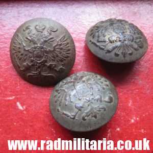 & WW1 Imperial Russia MILITARY BUTTONS from metal detecting SET of 3.