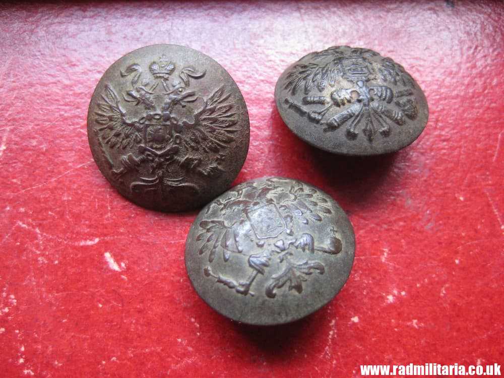 & WW1 Imperial Russia MILITARY BUTTONS from metal detecting SET of 3.
