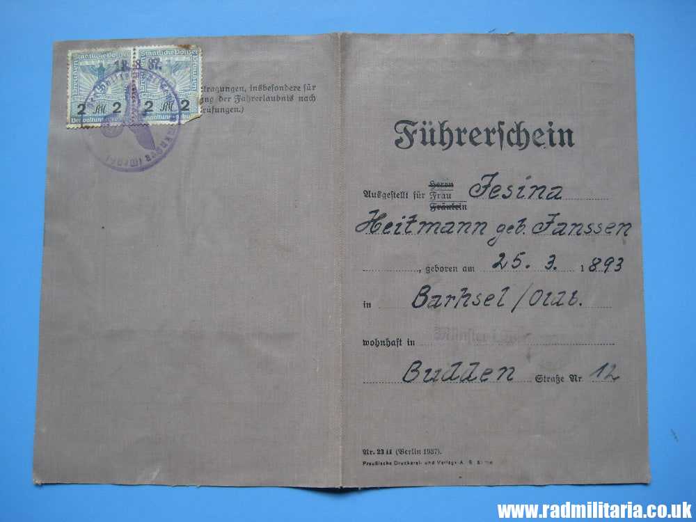 & WW2 original German DOCUMENT - FUHRERSCHEIN - Driving License - Image 5