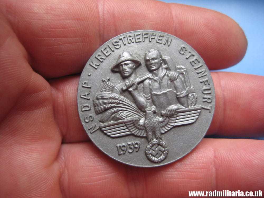 & WW2 German NSDAP PLASTIC BADGE - 1939 NSDAP KREISTREFFEN STEINFURT, RZM9/25, genuine !! - Image 5