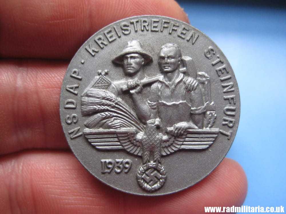 & WW2 German NSDAP PLASTIC BADGE - 1939 NSDAP KREISTREFFEN STEINFURT, RZM9/25, genuine !! - Image 11