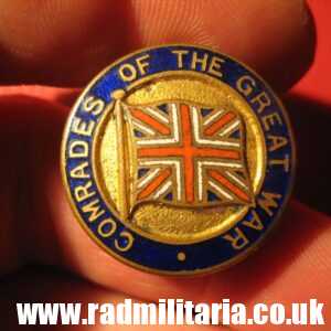 & WW1 British ENAMEL BADGE - Comrades Of The Great War no.313460, maker: J.R. Gaunt London.