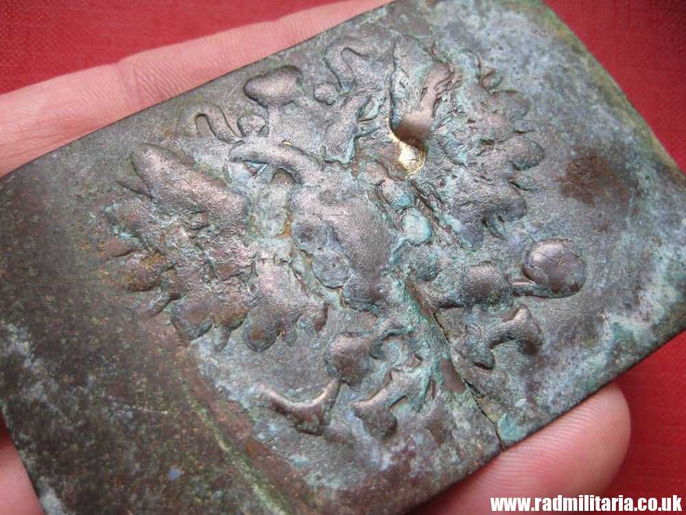 & WW1 Imperial Russia Army BELT BUCKLE in poor condition - battlefield relic metal detecting find. - Image 10