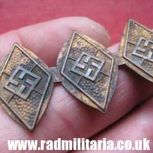 & WW2 - 3 HJ MEMBERSHIP BADGES never finished factory product. Rare !!
