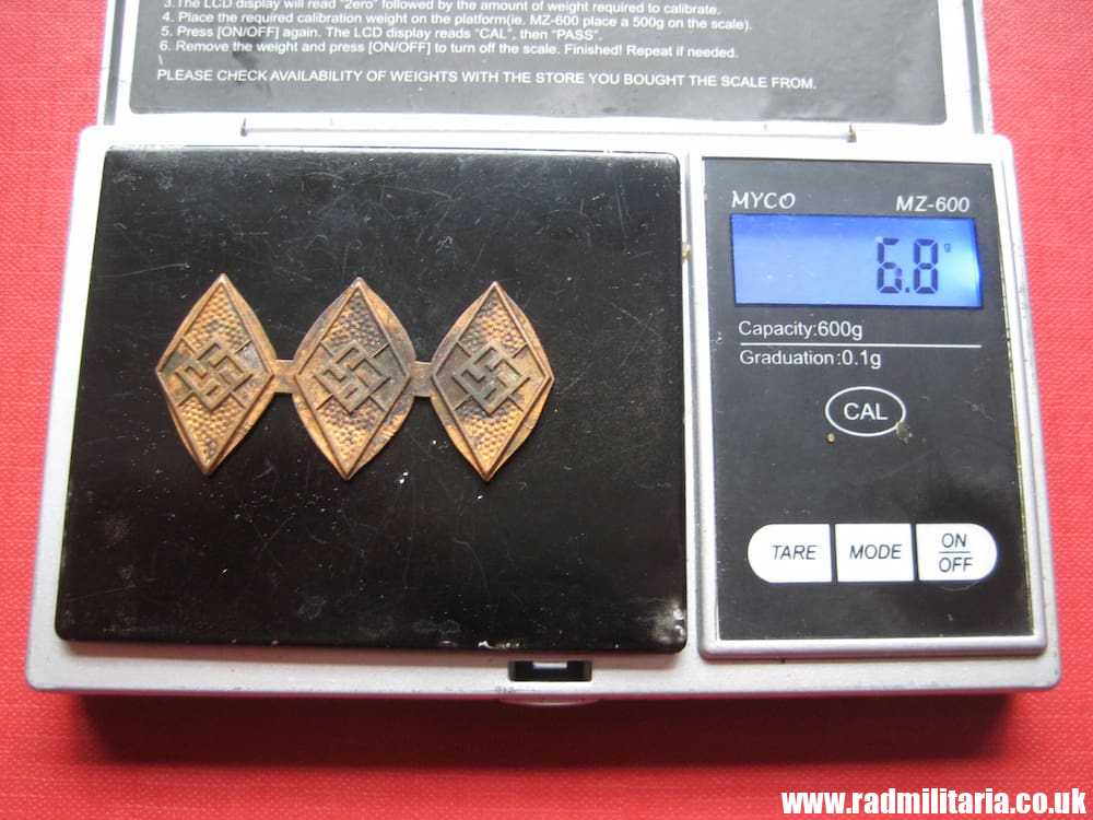 & WW2 - 3 HJ MEMBERSHIP BADGES never finished factory product. Rare !! - Image 13