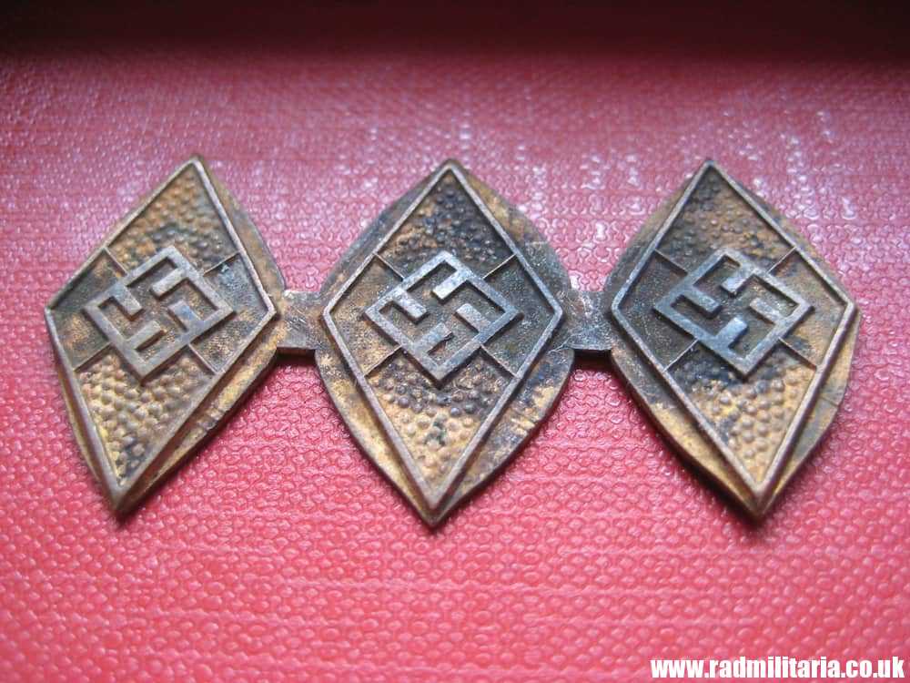 & WW2 - 3 HJ MEMBERSHIP BADGES never finished factory product. Rare !! - Image 8