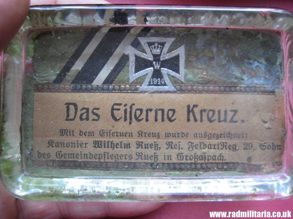 & WW1 original German propaganda PAPERWEIGHT with IRON CROSS. - Image 6