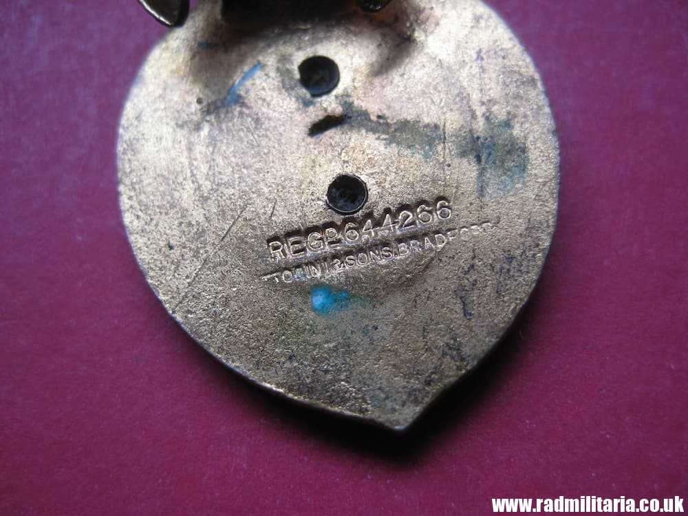 & WW1 British BADGE - VTC Central Association, maker: Torini & Sons. Bradford - Image 3