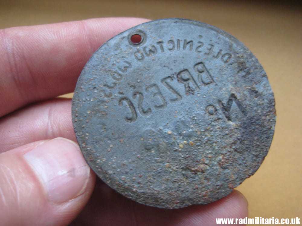 & WW2 1939 DOG TAG – DISC: NADLESNICTWO WOJSKOWE BRZESC No. 1052, 1939. - Image 6