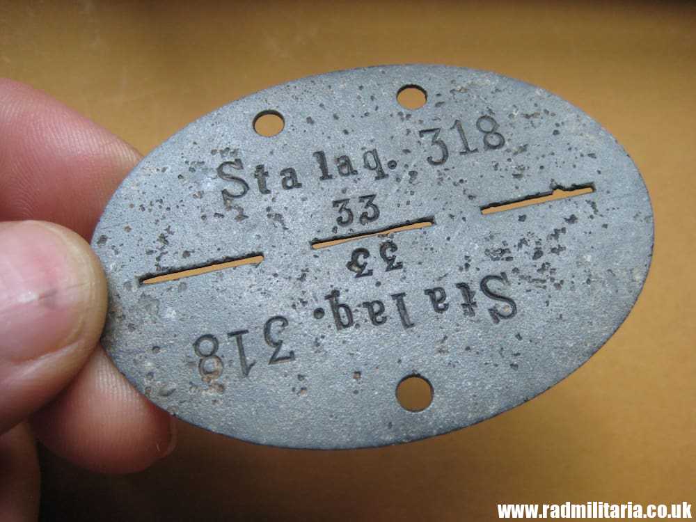 & WW2 original German POW DOG TAG – ID DISC: STALAG 318 no.33 - RARE !
