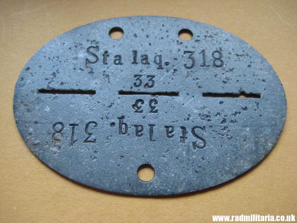 & WW2 original German POW DOG TAG – ID DISC: STALAG 318 no.33 - RARE ! - Image 6