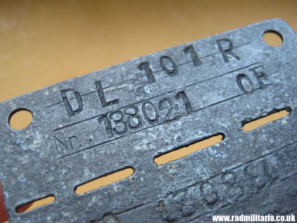 & WW2 original German POW DOG TAG – ID DISC: DL 101 R Nr.138021 OF. - RARE !!!