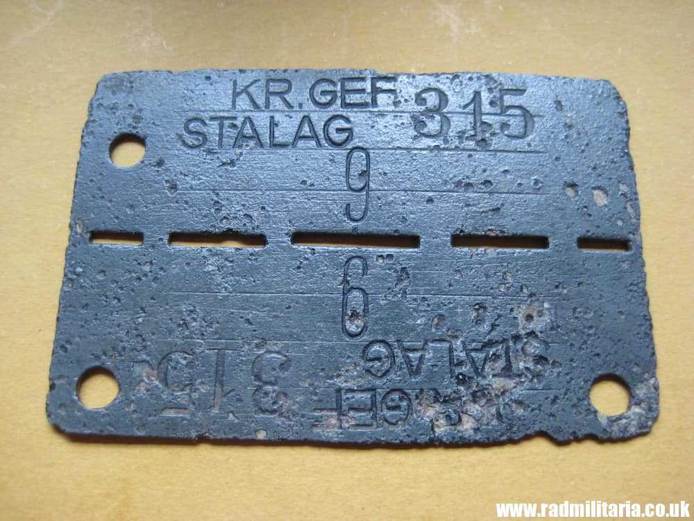 SOLD & WW2 original German POW DOG TAG – ID DISC: KR. GEF. STALAG 315 nr. 9, low number - RARE !!! - Image 2